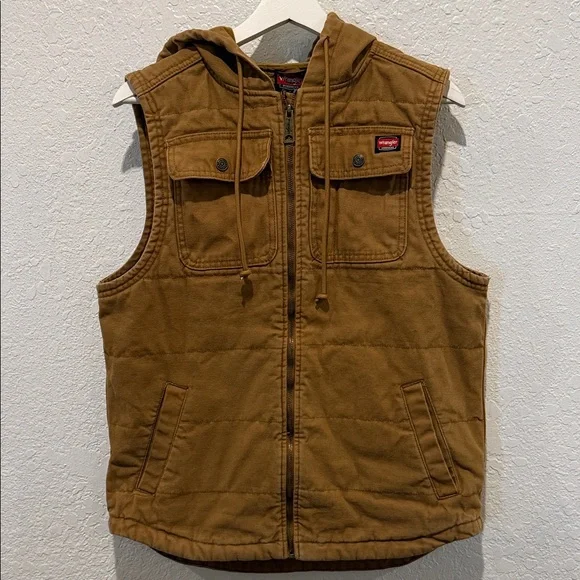 Wrangler Tan Hooded Vest - Picture 1 of 4